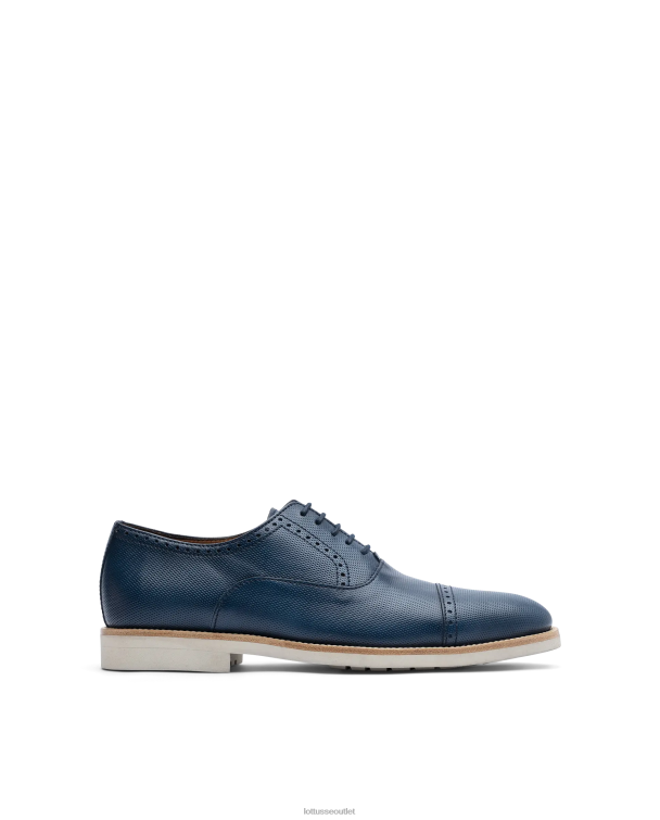 muži Lottusse obuv morská modrá 0060N80 benátsky štetec z embossy calf oxford