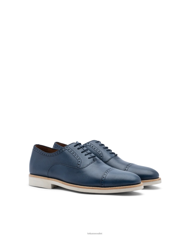 muži Lottusse obuv morská modrá 0060N80 benátsky štetec z embossy calf oxford