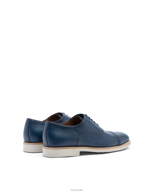 muži Lottusse obuv morská modrá 0060N80 benátsky štetec z embossy calf oxford
