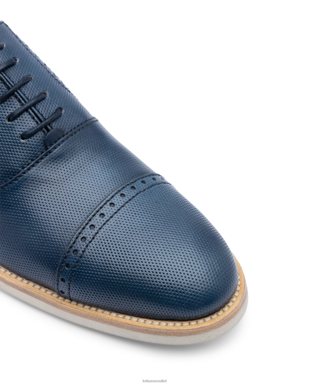 muži Lottusse obuv morská modrá 0060N80 benátsky štetec z embossy calf oxford