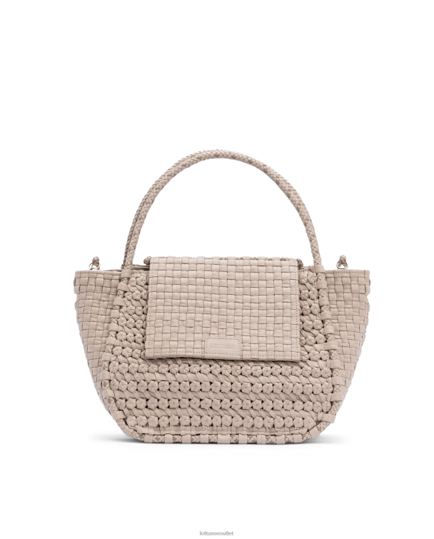 zber Lottusse príslušenstvo off white 0060N425 noodbag pletená praná taška s jahňacím vrchom