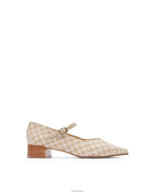 ženy Lottusse obuv off white 0060N318 letné tkané lodičky z jahňacej kože