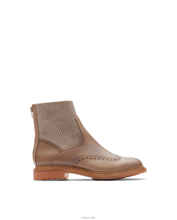 ženy Lottusse obuv taupe 0060N203 walton crust anilin embossy lýtkové členkové topánky