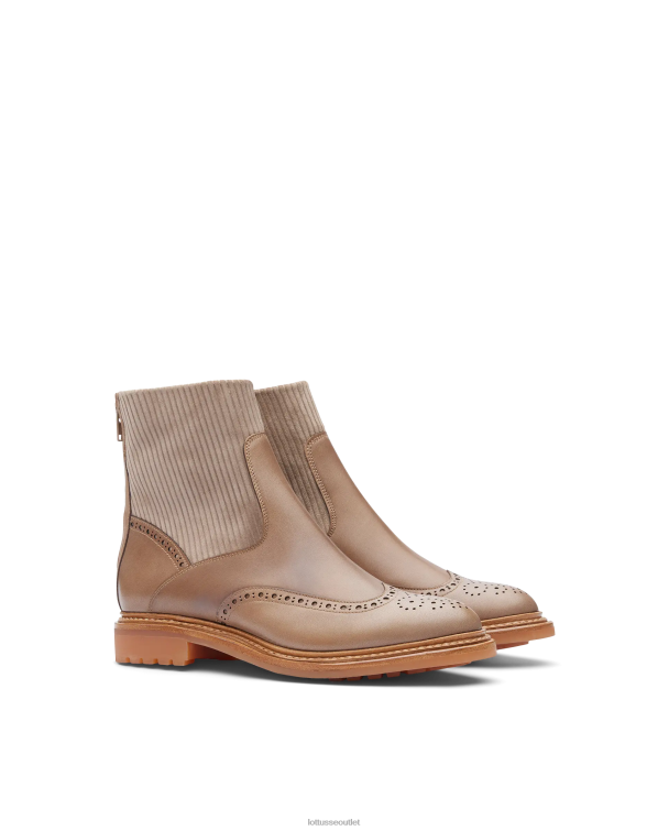 ženy Lottusse obuv taupe 0060N203 walton crust anilin embossy lýtkové členkové topánky