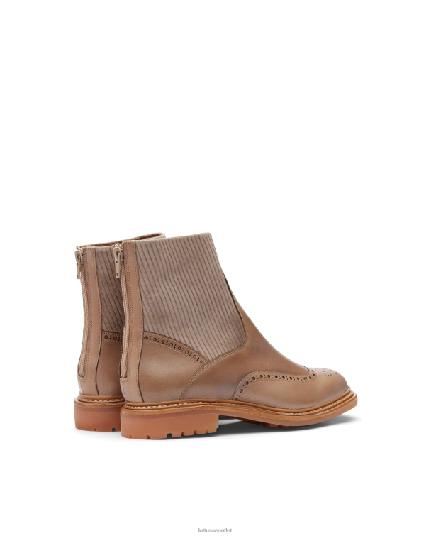 ženy Lottusse obuv taupe 0060N203 walton crust anilin embossy lýtkové členkové topánky