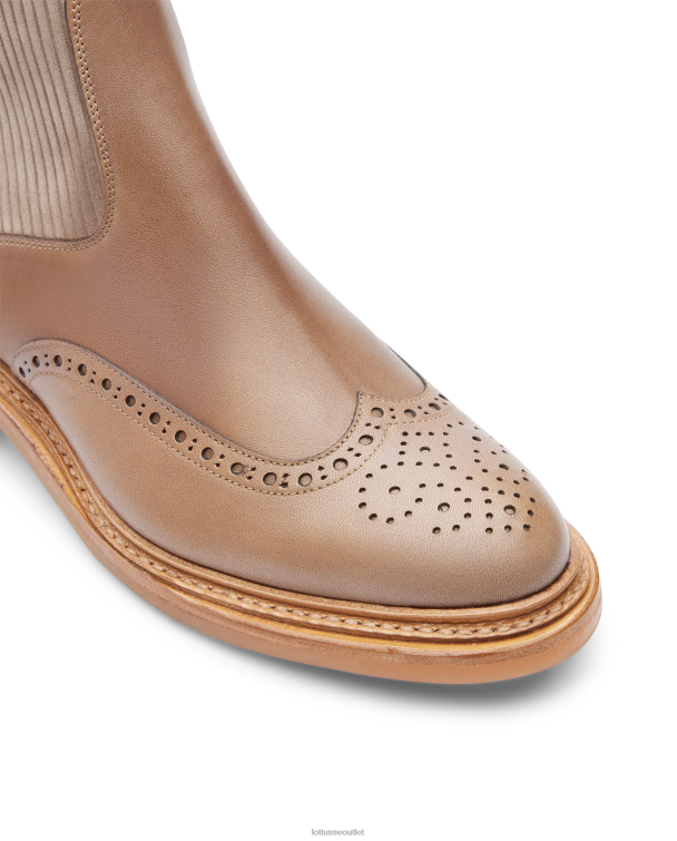 ženy Lottusse obuv taupe 0060N203 walton crust anilin embossy lýtkové členkové topánky