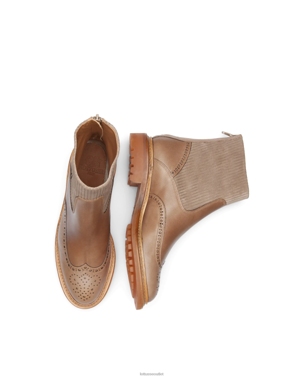 ženy Lottusse obuv taupe 0060N203 walton crust anilin embossy lýtkové členkové topánky