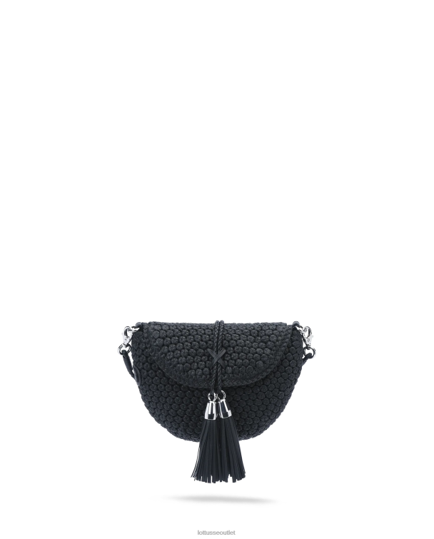 ženy Lottusse príslušenstvo čierna 0060N336 noodbag merino lamb mäkká crossbody kabelka