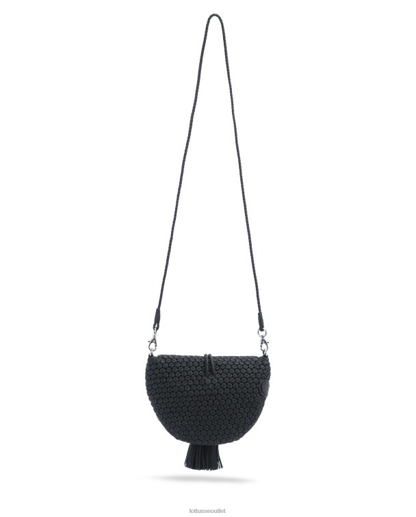 ženy Lottusse príslušenstvo čierna 0060N336 noodbag merino lamb mäkká crossbody kabelka